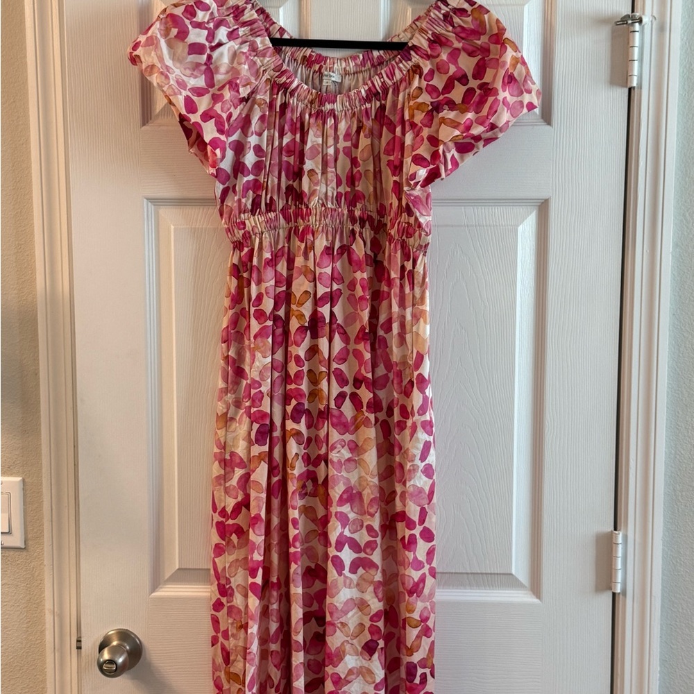 Tyler Boe Pink and Orange Floral Midi Dress - Picture 5 of 8